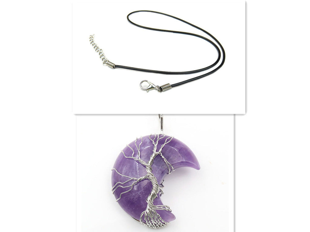 Handmade Necklace Jewelry Moon Natural Crystal Stone