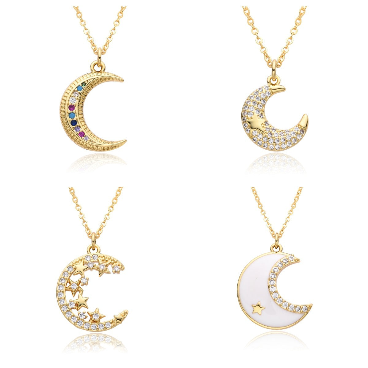 Micro-inlaid Moon Full Diamond Necklace