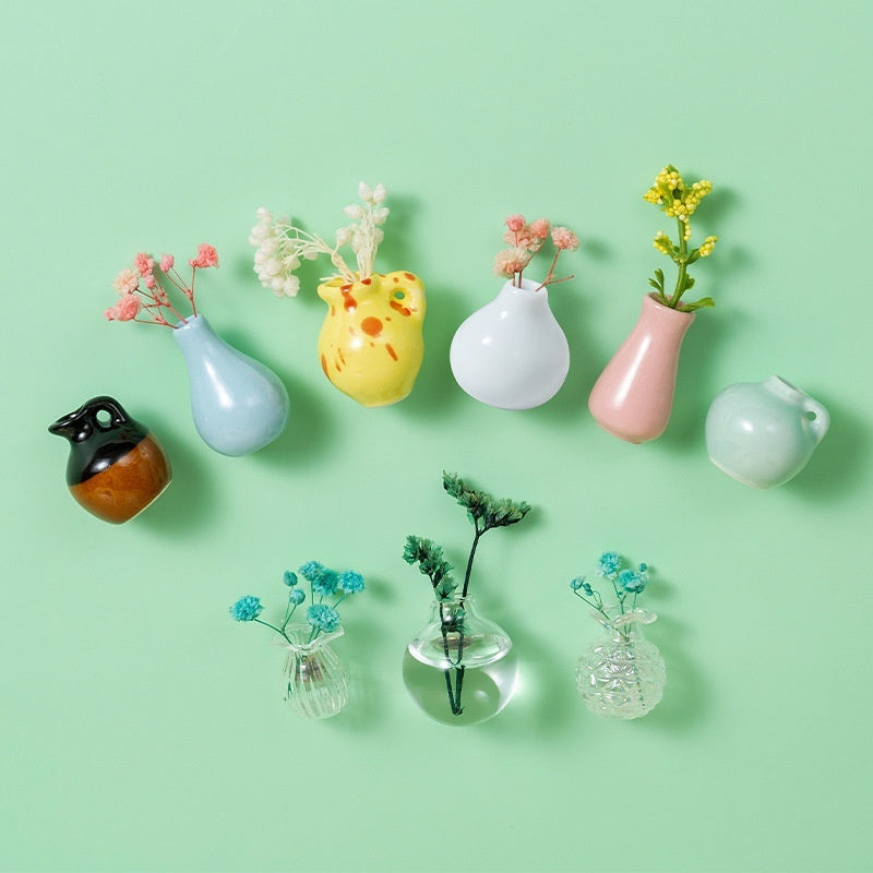 Magnetic Three-dimensional Decoration Refrigerator Sticker And Magnet Ceramic Mini Vases