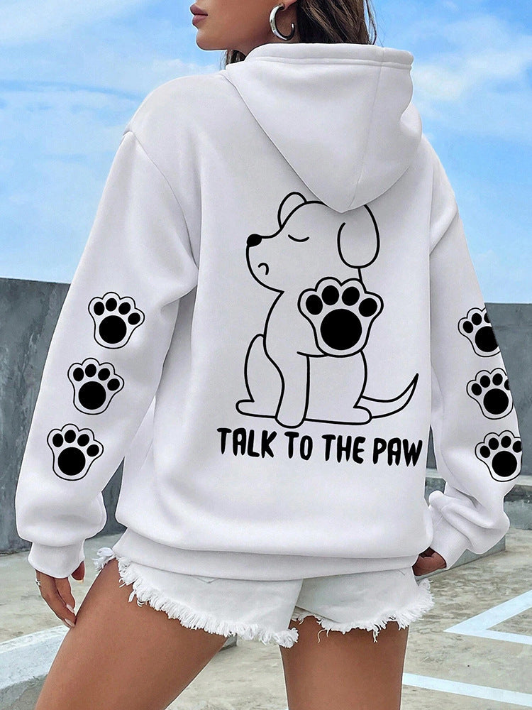 Funny Dog Cartoon Printed Women Hoodie