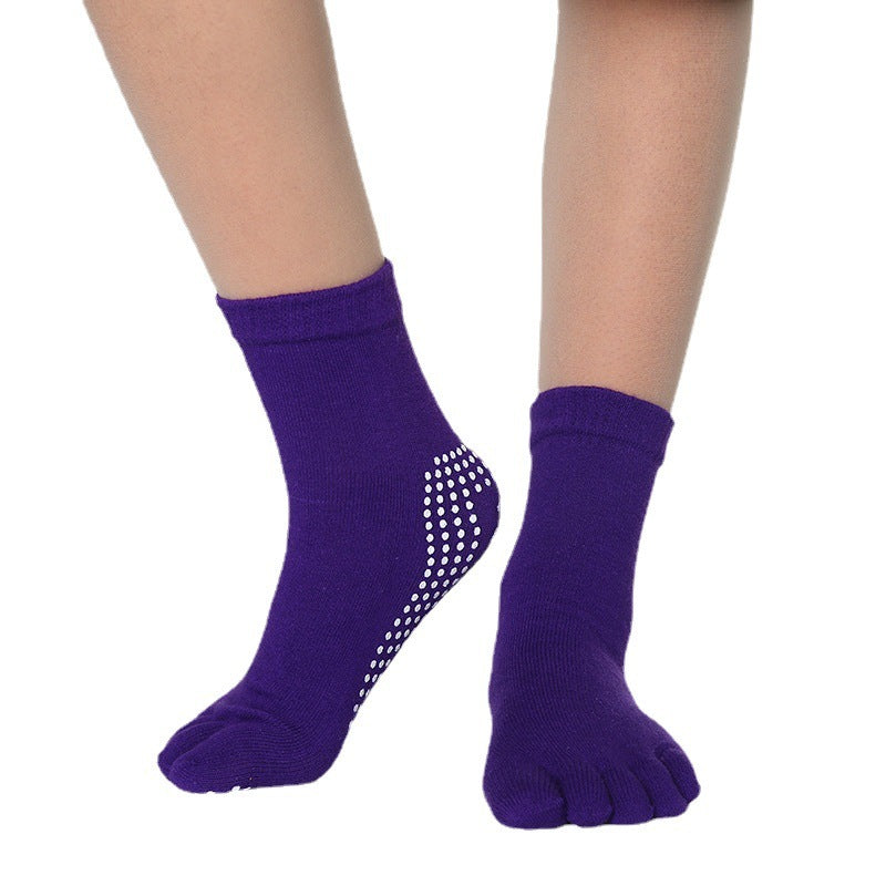Women's Pure Cotton Dispensing Non-slip Yoga Five Finger Socks
