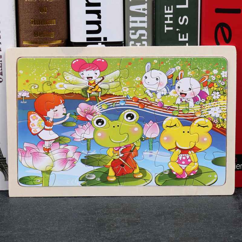 80PCS wooden educational development baby kids training toys children animal puzzle