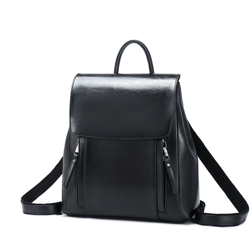Genuine Fashion Oil Wax Cowhide Ladies Backpack