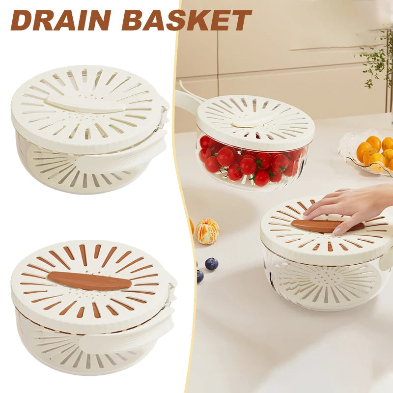 Fruit & Vegetable Washing Bowl Foldable Handle Cleaning Colander