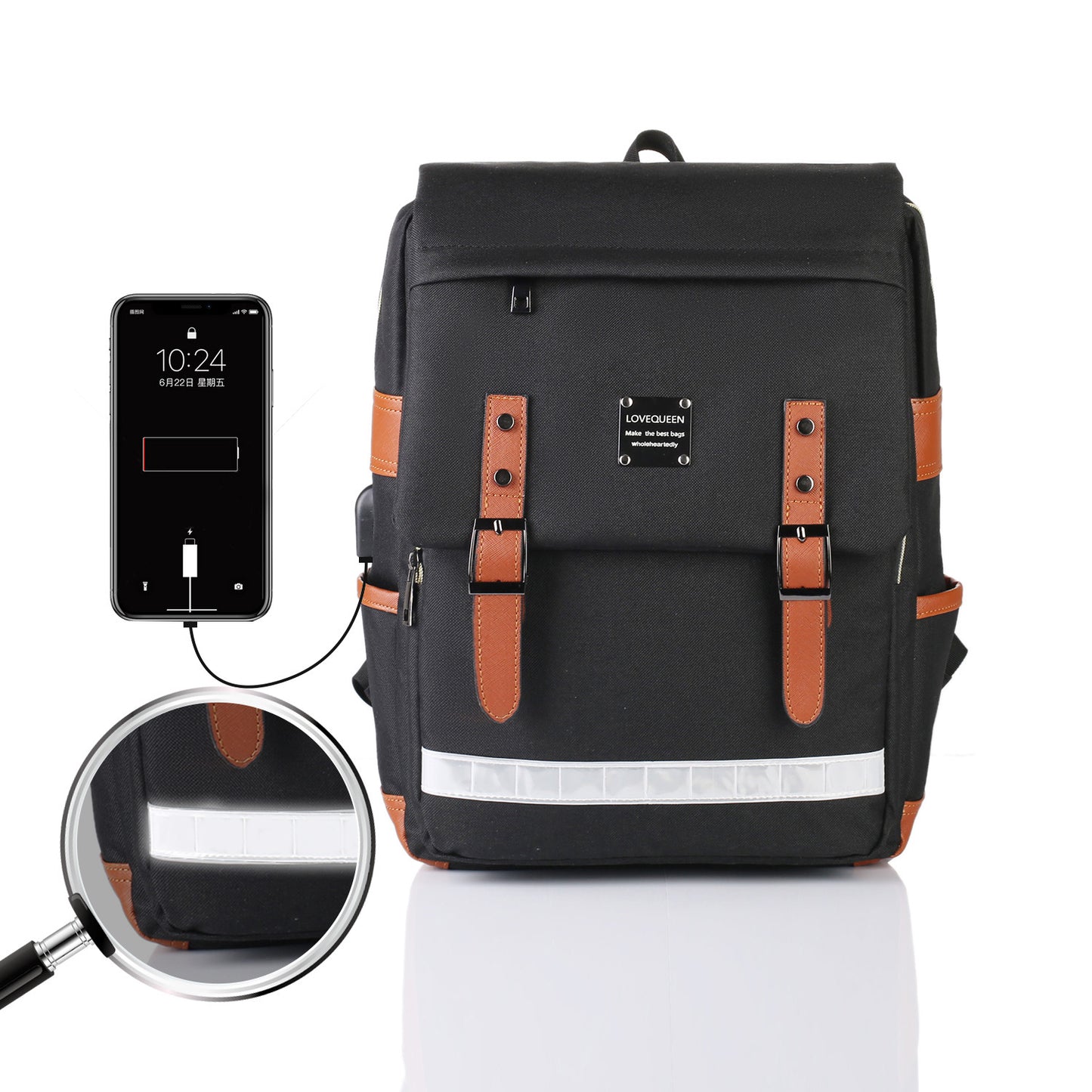 Casual Large-capacity Backpack with Mobile Charginng Option
