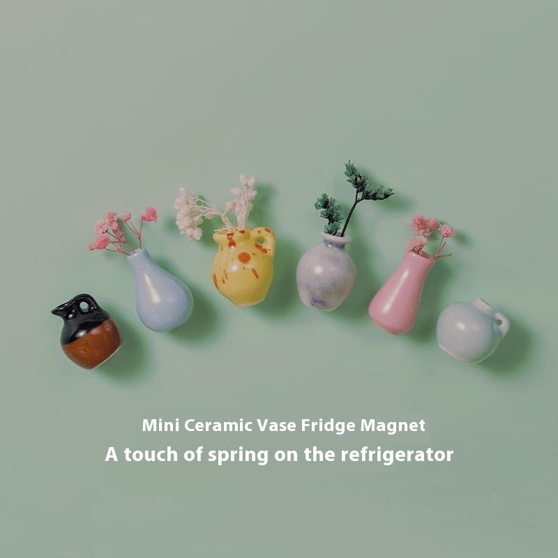 Magnetic Three-dimensional Decoration Refrigerator Sticker And Magnet Ceramic Mini Vases