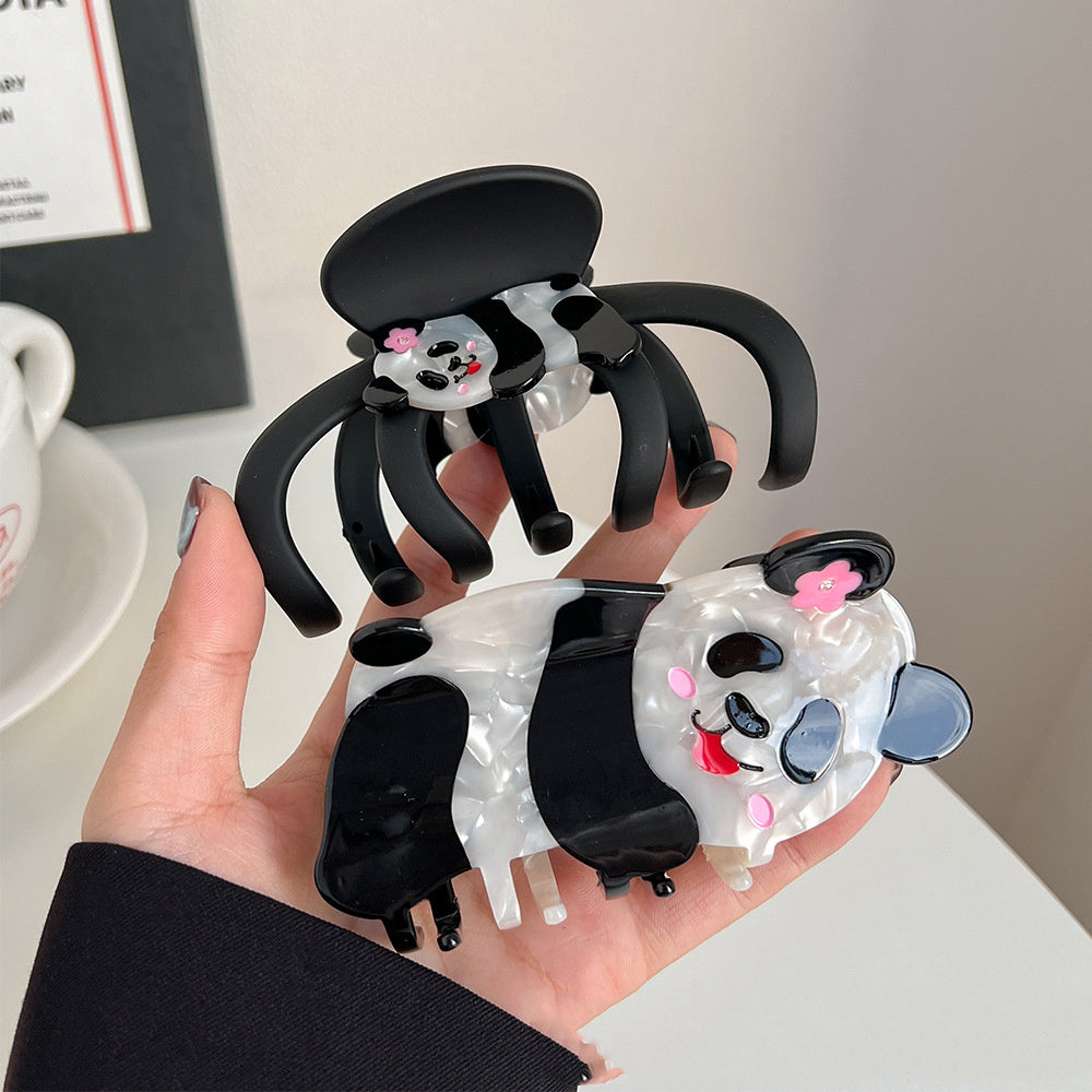 Cartoon Panda Acetate Grip Cute Animal Hair Claws