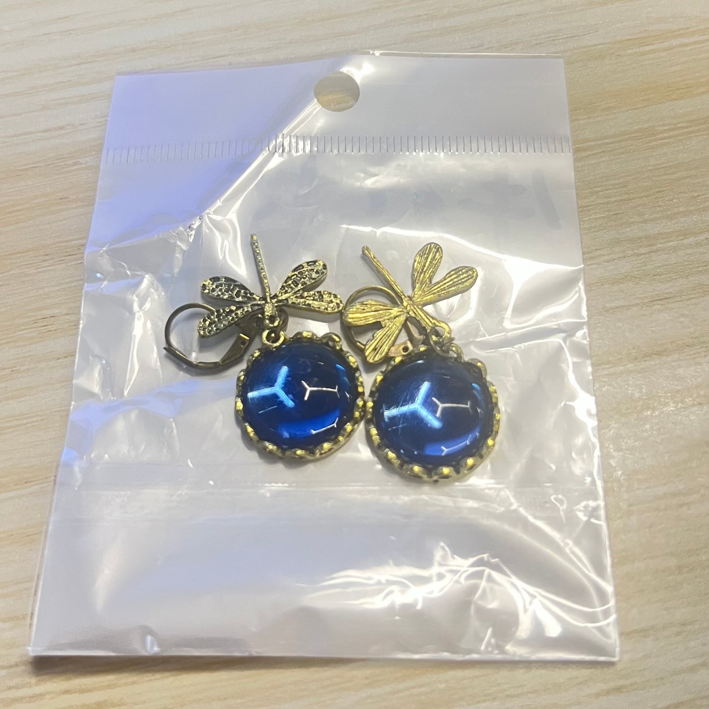 Vintage Dragonfly Pendant Earring Boho Chakra Blue Moonstone Earrings For Women