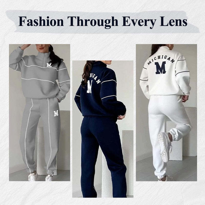 2 Piece Outfits Lounge Hoodless Pullover Sweatshirt Sweat suit Set With Pockets