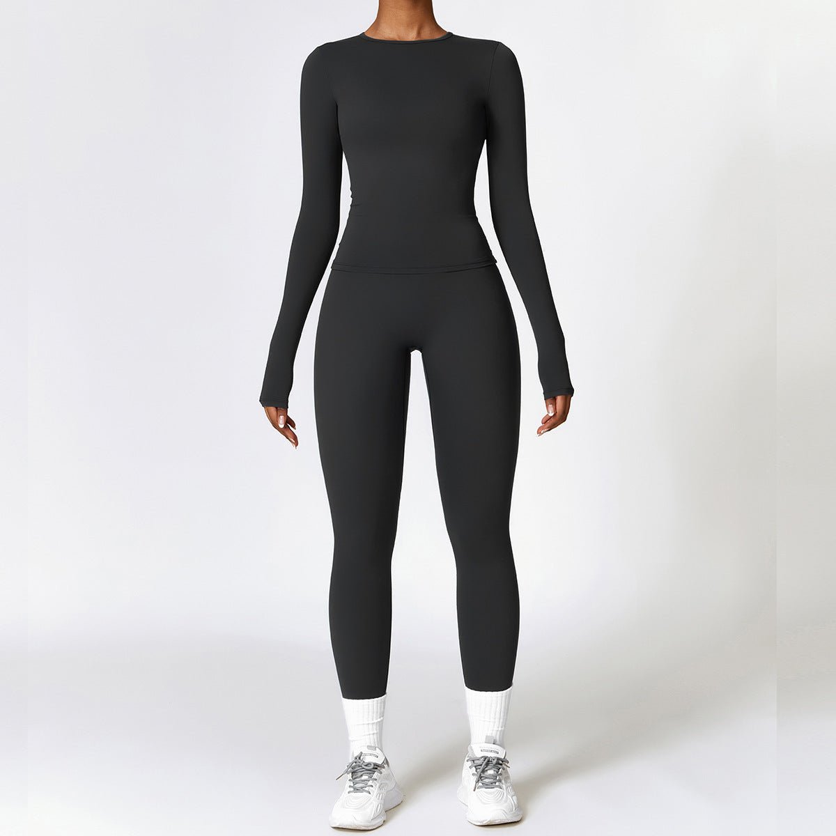 Tight-fitting Brushed Yoga Suit Quick-drying Fitness Long Sleeve Yoga Set