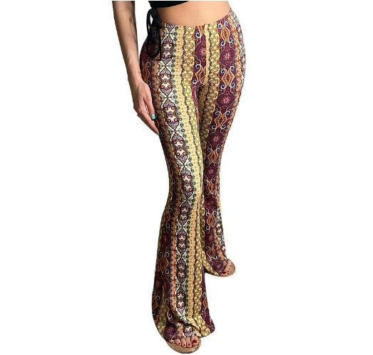 High Elastic Tight Pants Slim Print Trousers Women's Clothing