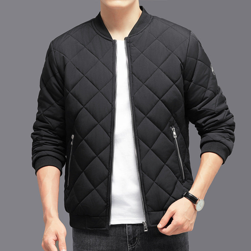 Modische Baumwolljacke mit rhombischem Nähdesign