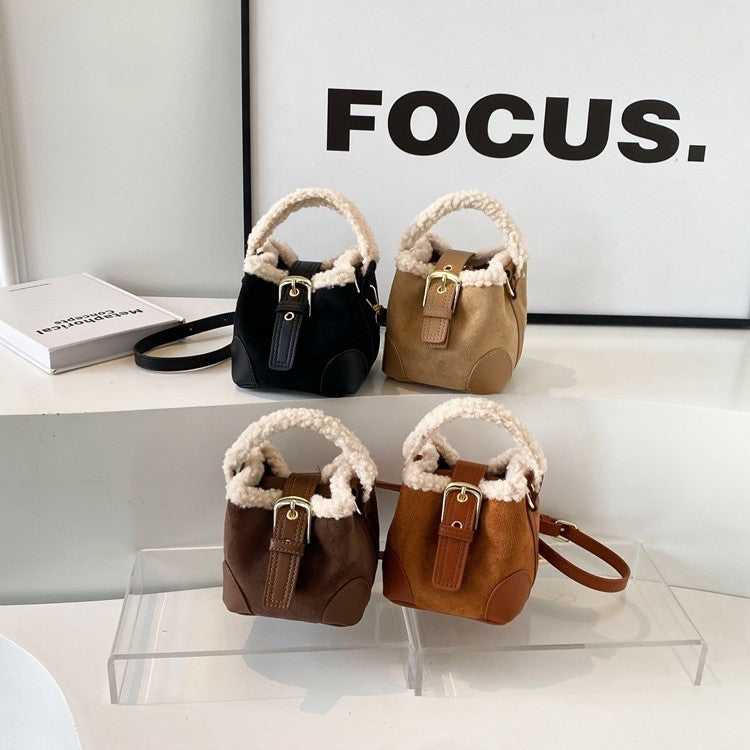 Umhängetaschen Damen Schultertasche Lässige Retro Plüschtasche