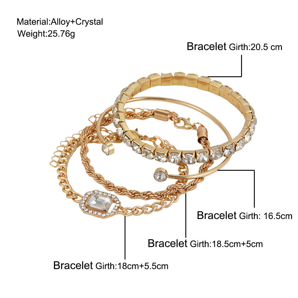 Fashion Jewelry 4 Pcs Crystal Bracelet Set