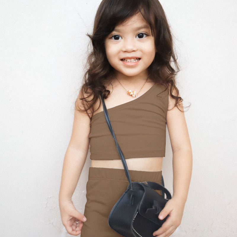 Baby Girl Fashion Cotton Sleeveless Off Shoulder Vest Top Shorts Set