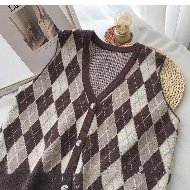 Modische Strickjacke mit Rautenmuster für Damen