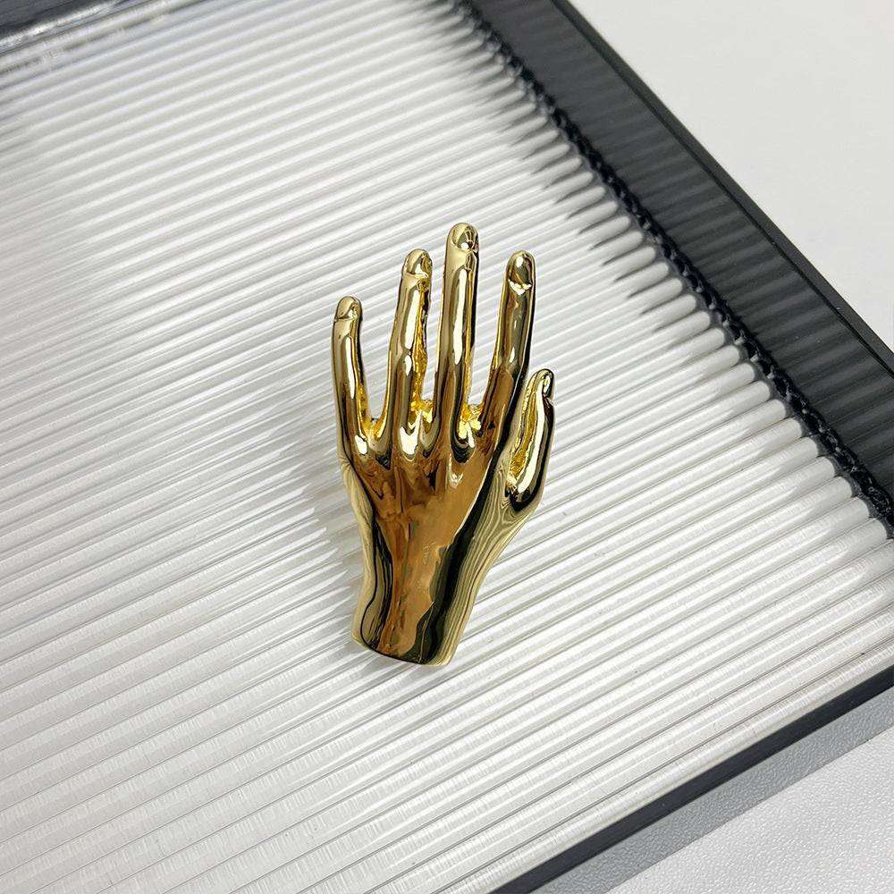 Three-dimensional Palm Light Luxury Metal Texture Ring