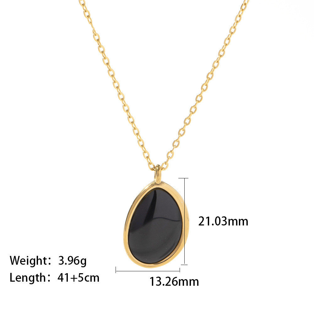 Opal Malachite Water Droplet Pendant Women's Necklace