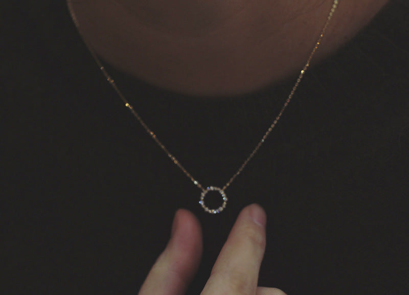 Full Diamond Circle Temperament Japanese And Korean K Gold Clavicle Chain