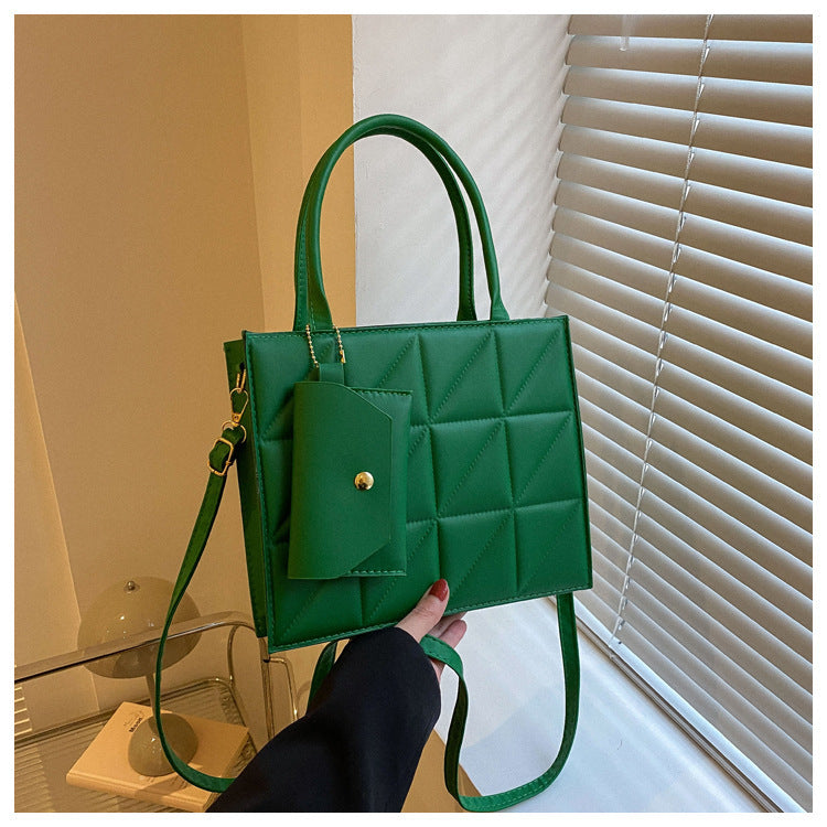 Plaid Shoulder With Small Wallet Simple Elegant Portable Square Handbag