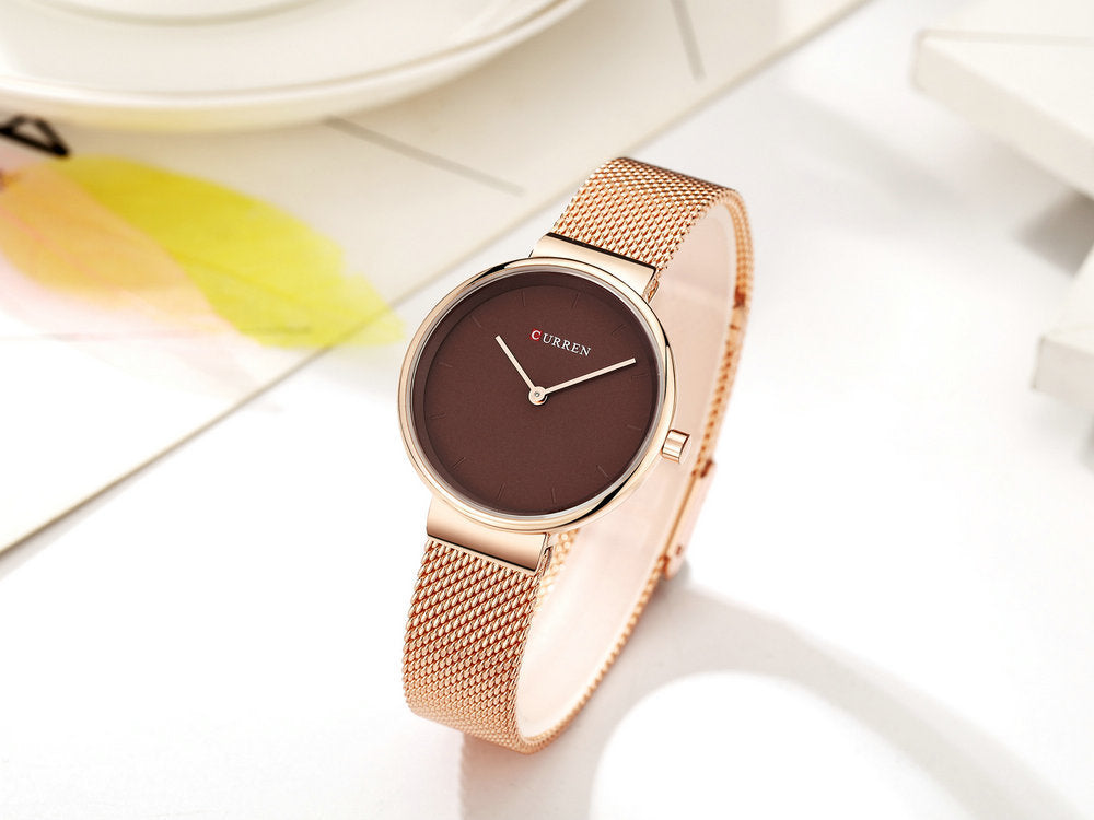 Mode Neue Damen Mesh Gürtel Casual Business Zeiger Uhr