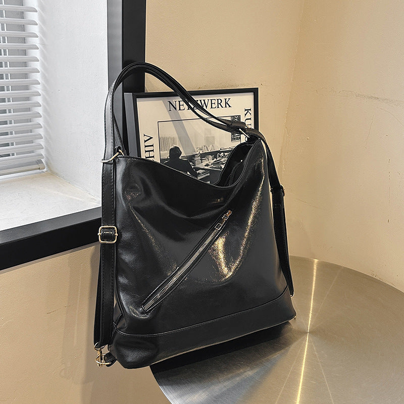 Two Function BackPack & Shoulder Bag Retro Commuter Texture Large Capacity Korean Style