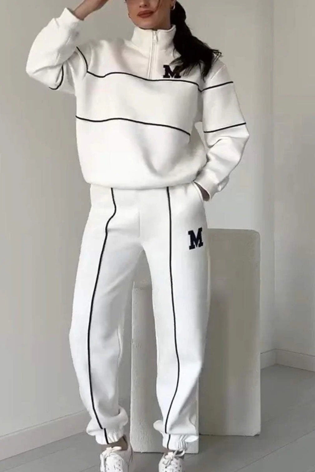 2 Piece Outfits Lounge Hoodless Pullover Sweatshirt Sweat suit Set With Pockets