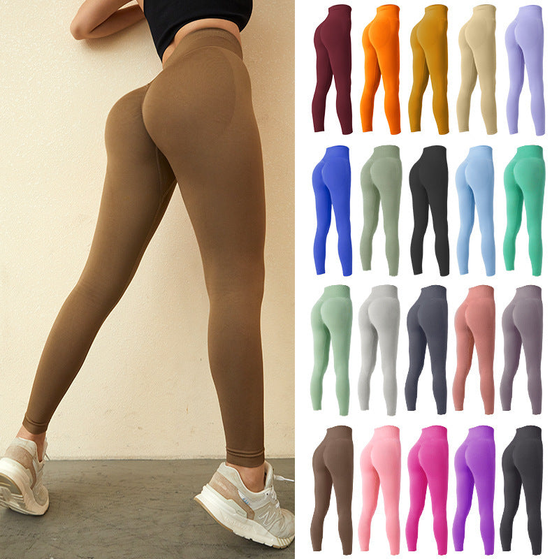 シームレスレギンス ヨガパンツ お腹周りをコントロール ワークアウト ランニングヨガレギンス レディース
