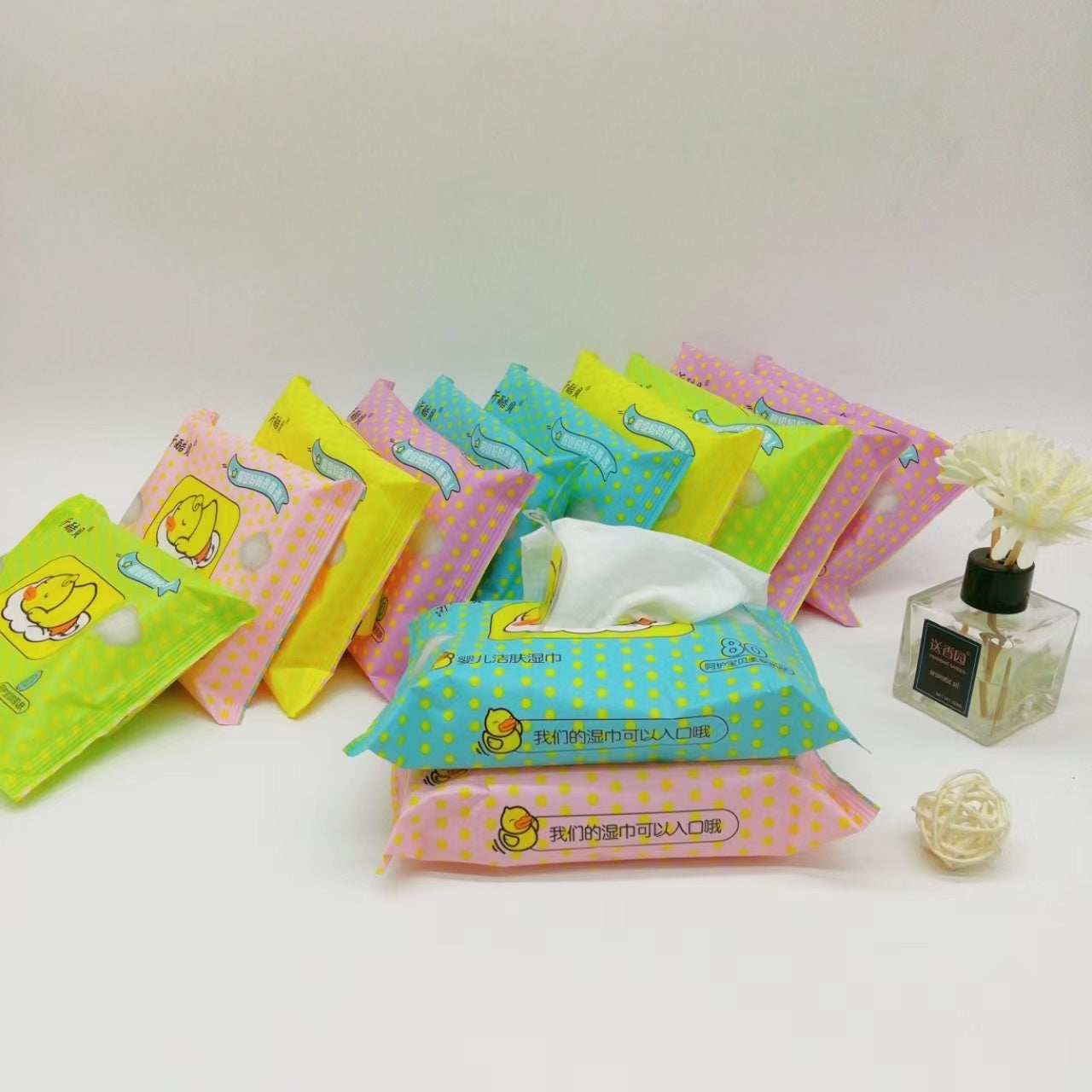 Small 12 Packets Of Portable Wet Wipes For Children And Babies