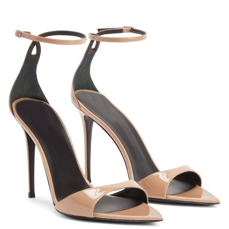 Pointed Toe Open Toe Buckle Stiletto Sandals