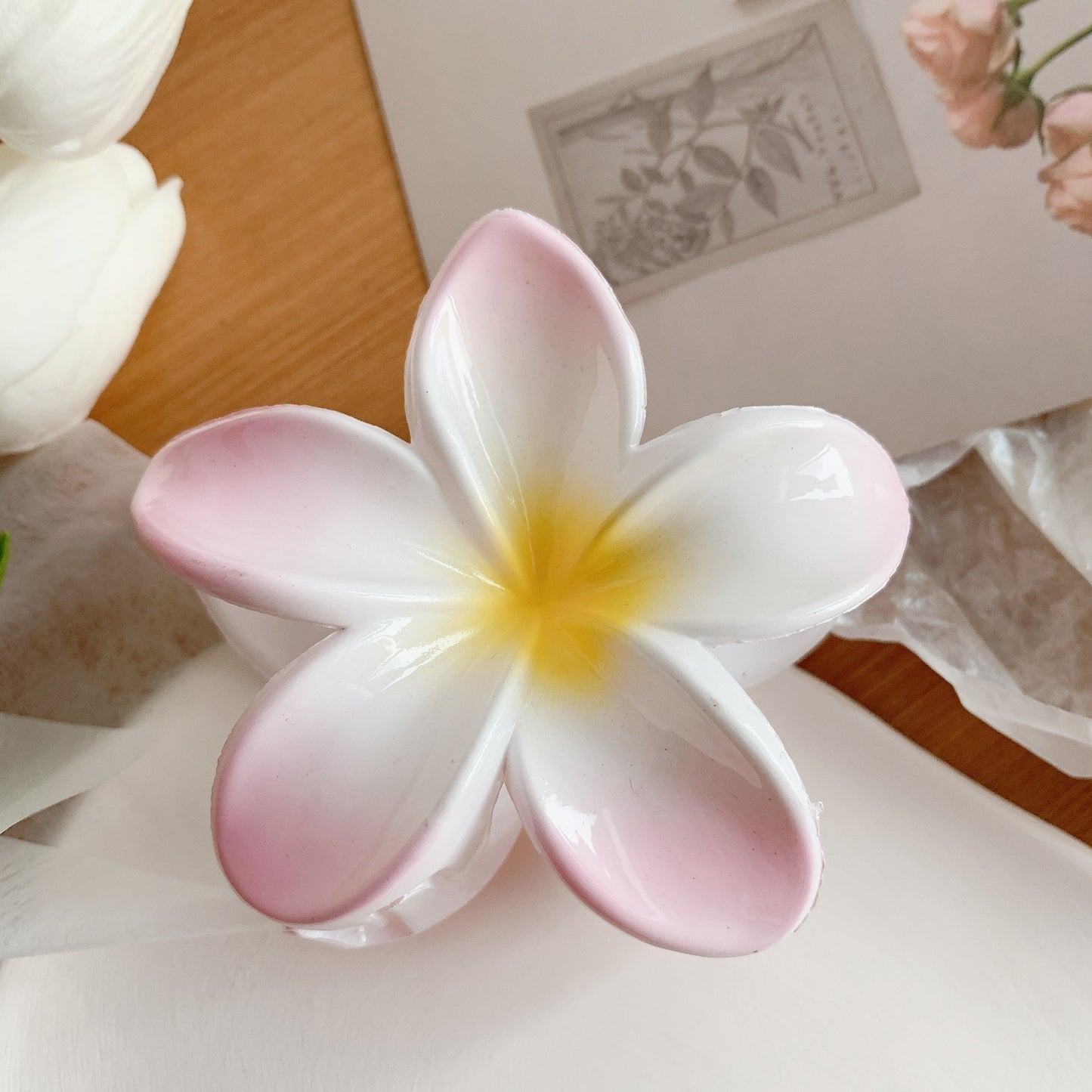 Muweordy Plumeria Flower Hair Clip