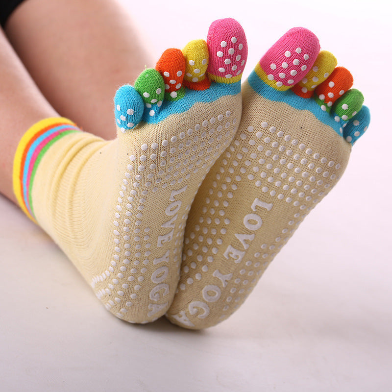 Women's Pure Cotton Dispensing Non-slip Yoga Five Finger Socks