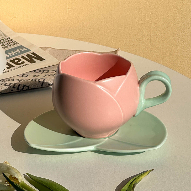 Creative Rose Flower Ceramic Cup And Saucer