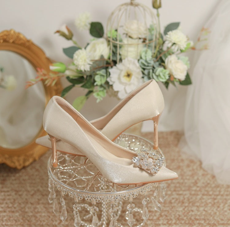 Two-way Wear Pointed-toe Stiletto Bride Shallow Mouth High Heels