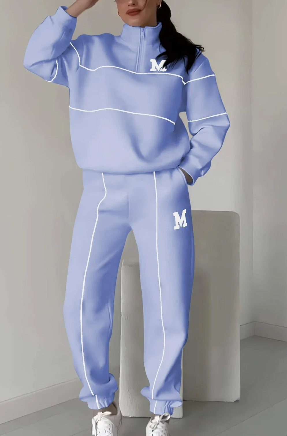 2 Piece Outfits Lounge Hoodless Pullover Sweatshirt Sweat suit Set With Pockets