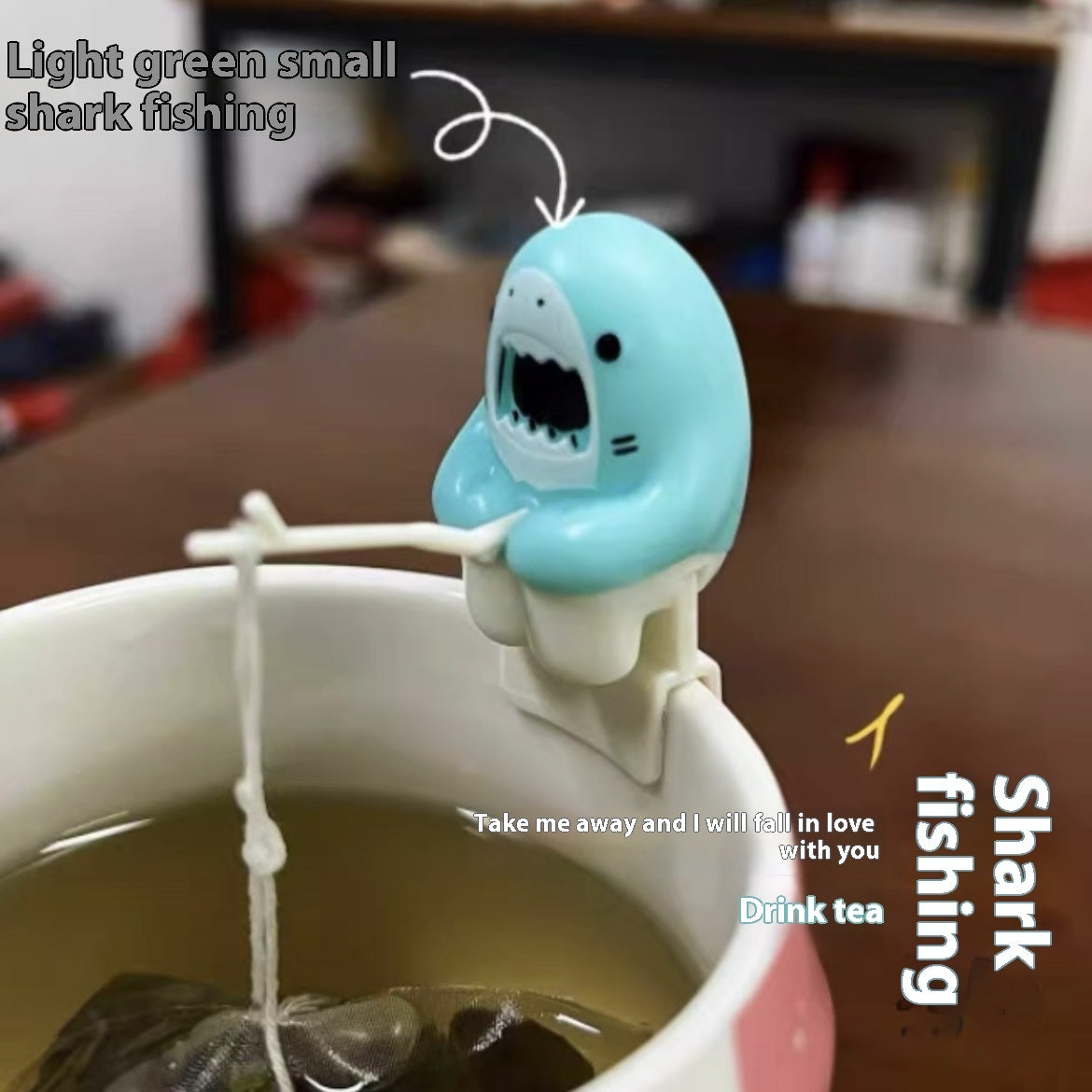 Shark Fishing Tea Infuser Cup Edge Hanging Cartoon Animals Shape Style