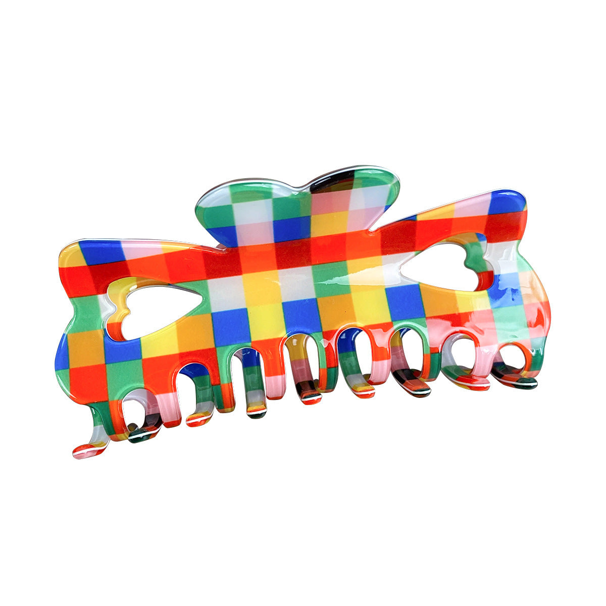 Color Chessboard Lattice Elegant Hair Clip