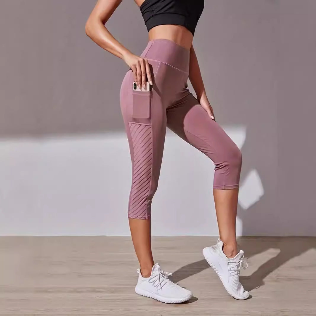 Color Contrast Patchwork Running Trousers Belly Contracting