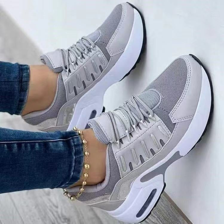 Lace Up Women Wedge Heel Running Shoes