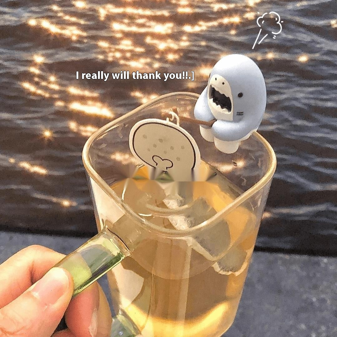 Shark Fishing Tea Infuser Cup Edge Hanging Cartoon Animals Shape Style