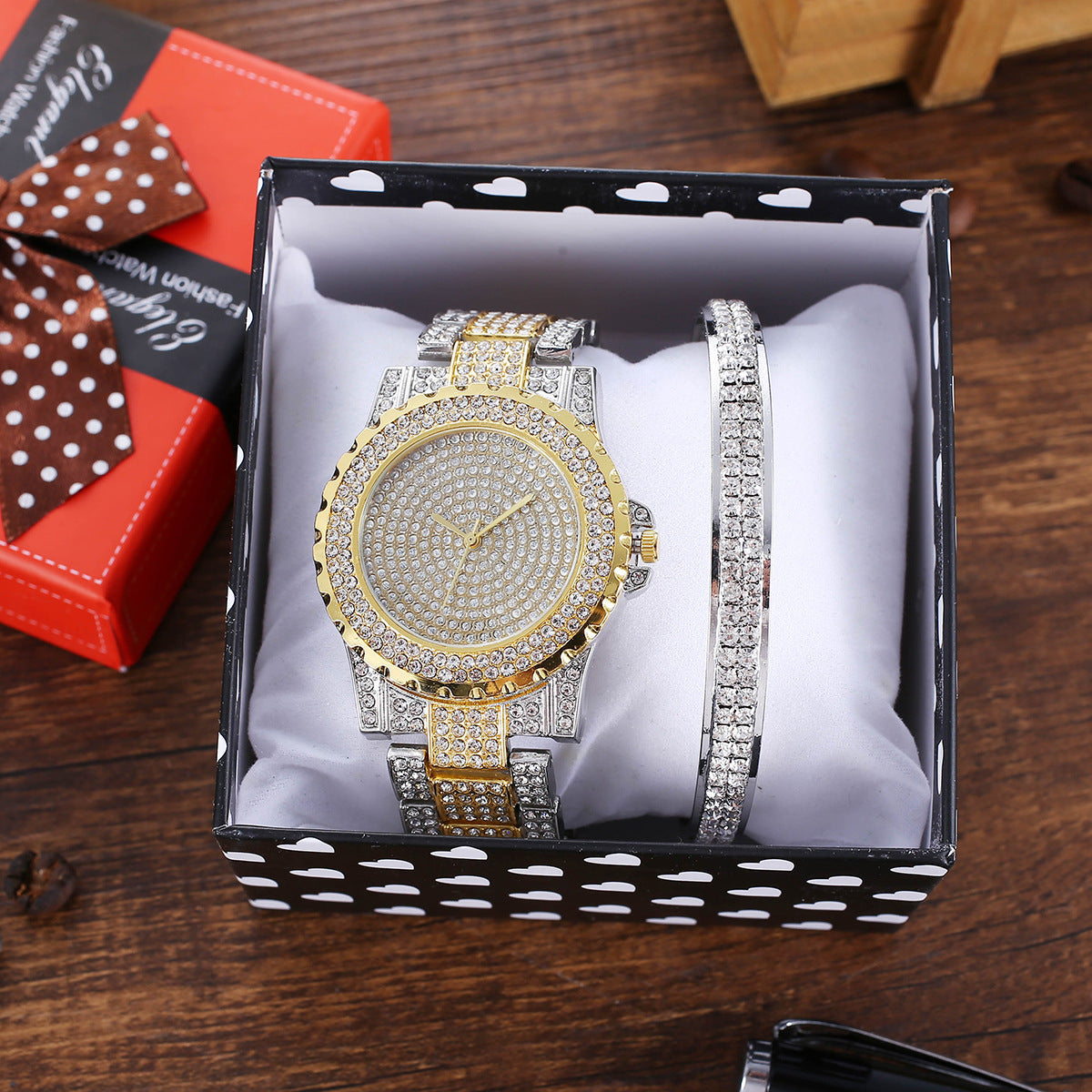 Mode Diamant Band Quarzuhr mit Armband