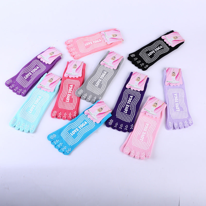Women's Pure Cotton Dispensing Non-slip Yoga Five Finger Socks