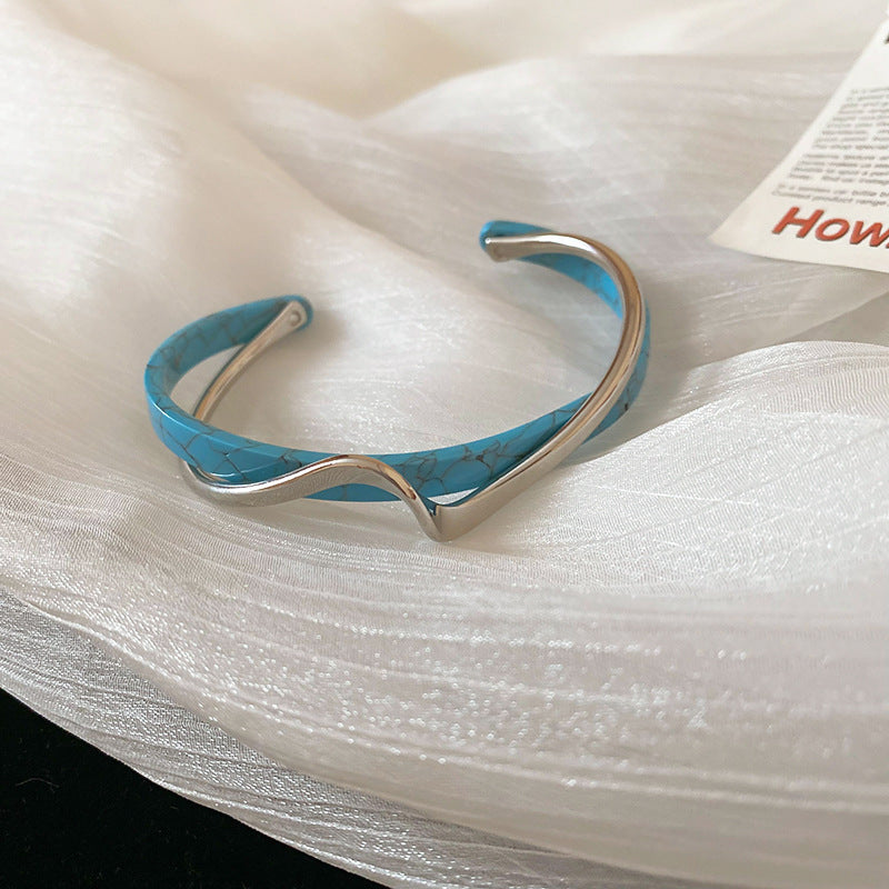 Metal White Shellfish Plate Bracelet For Women Opening Adjustable 2 Layers Desig