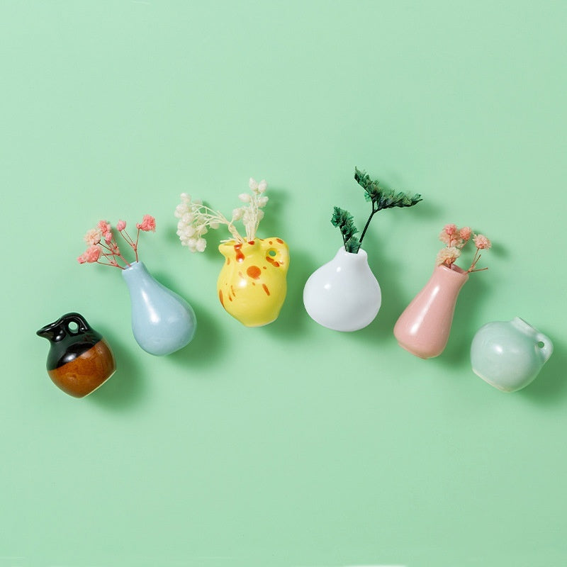 Magnetic Three-dimensional Decoration Refrigerator Sticker And Magnet Ceramic Mini Vases