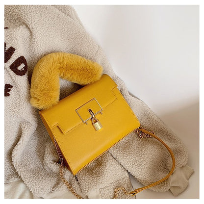 Fashion Chain One Shoulder Messenger Texture Lock Small Square Bag