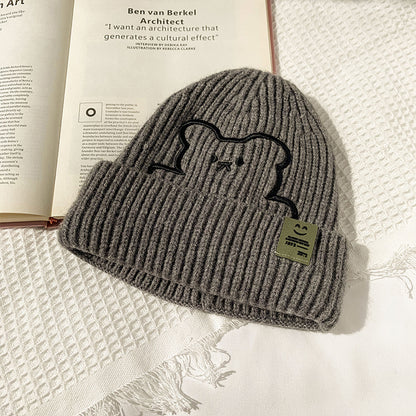 Women's Bear Pattern Knit Jacquard Beanie