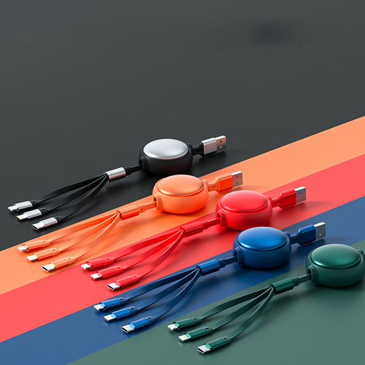 3 in 1 USBケーブル マイクロUSBタイプCケーブル 3 in 1 2.4A 引き込み式USB C充電ケーブル