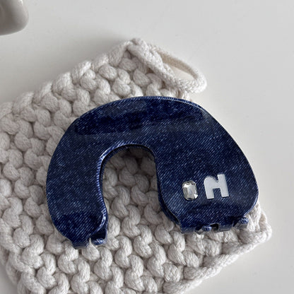 Blue Denim Jeans Style Acetate Hair Simple Shark Claw