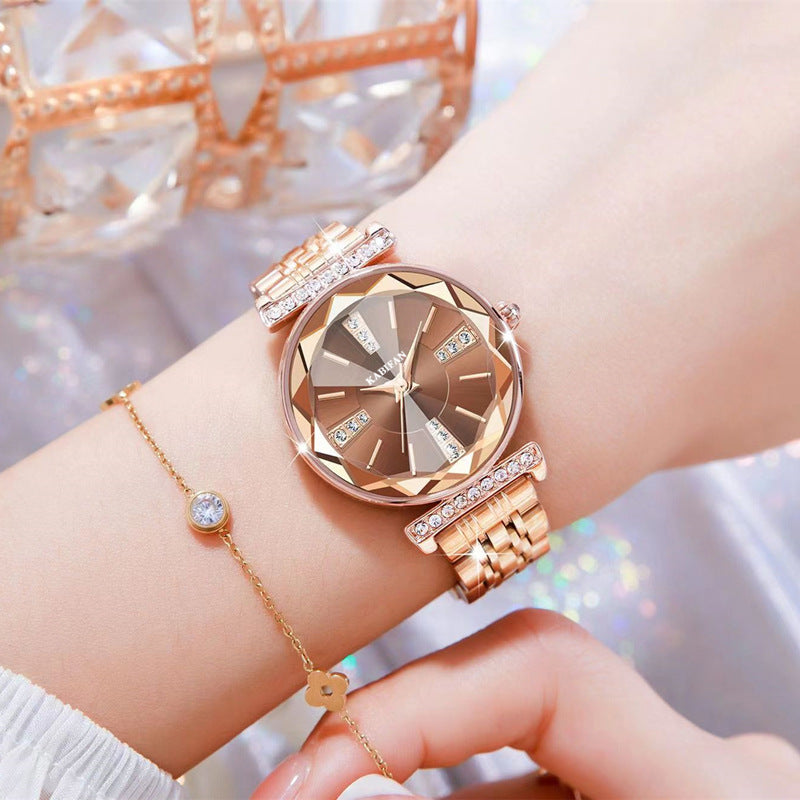 Women's Diamond Mirror Fashion Waterproof Watch