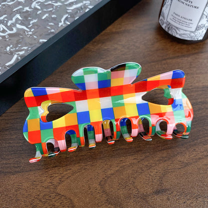 Color Chessboard Lattice Elegant Hair Clip